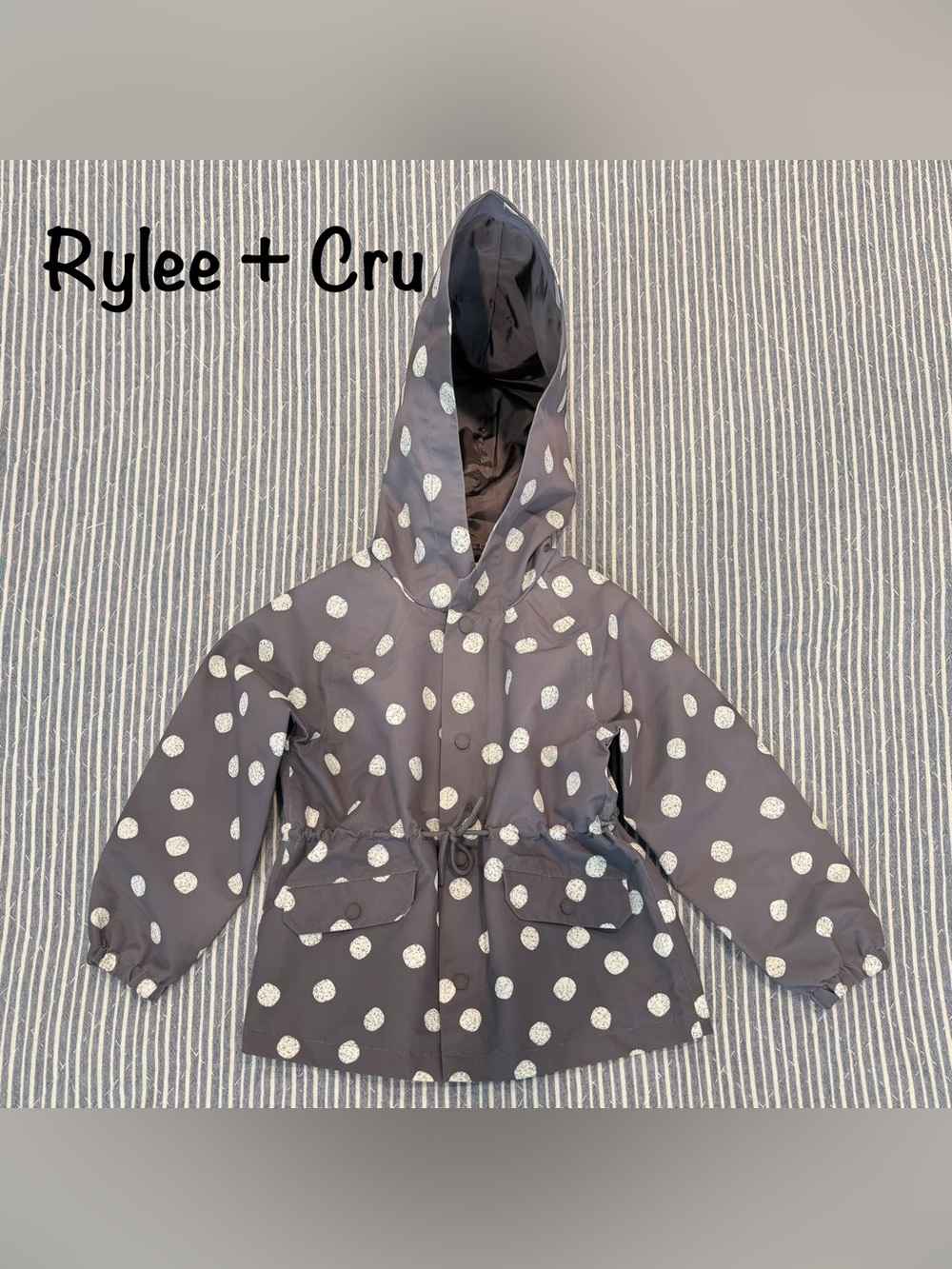 Rylee + Cru Girls Outerwear Polka-Dot Raincoat Charcoal Gray